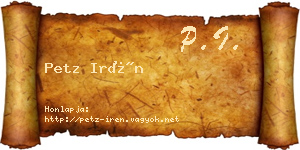 Petz Irén névjegykártya