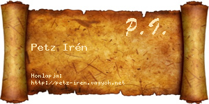 Petz Irén névjegykártya